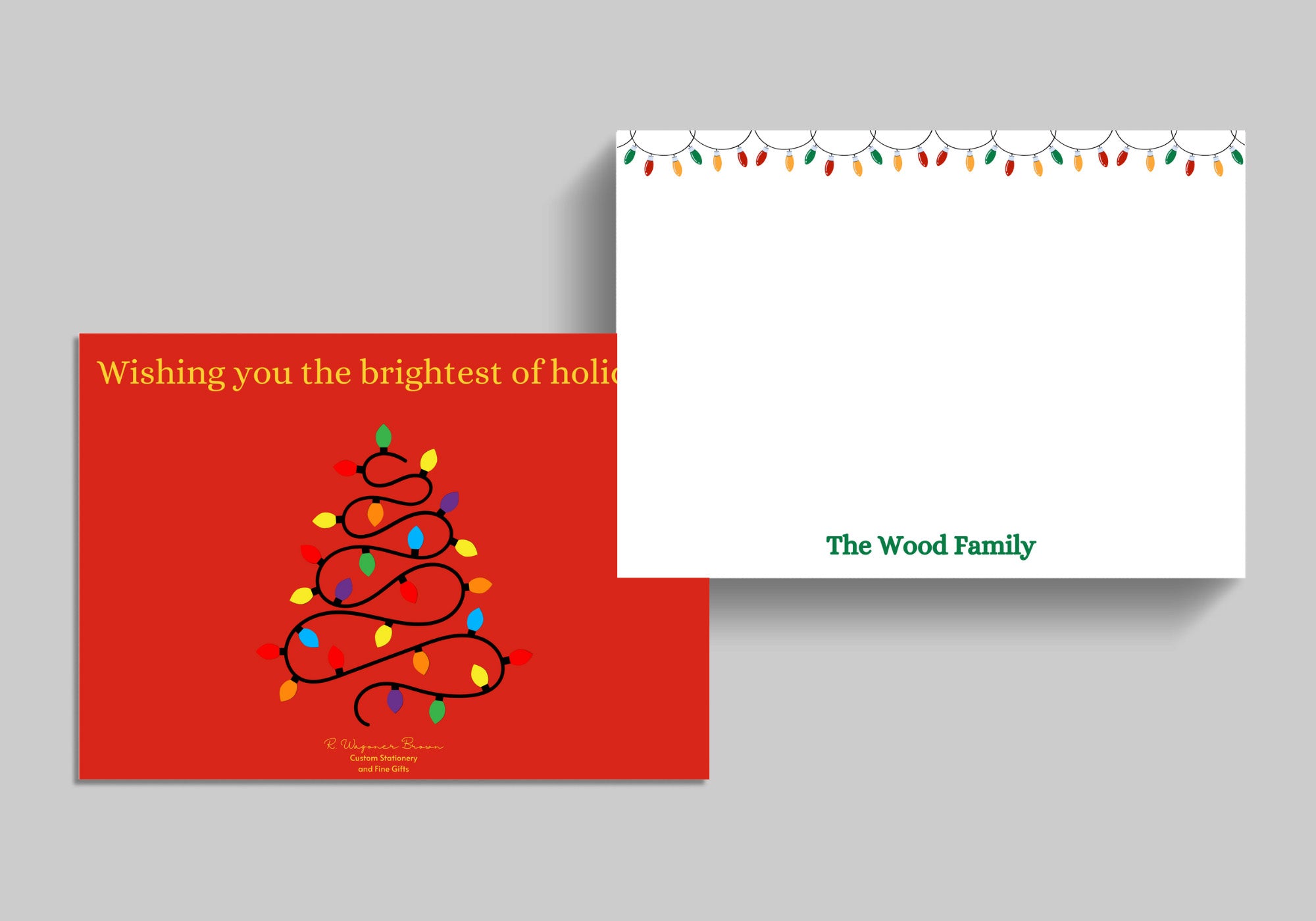 Custom Holiday Stationery Notecards R. Wagoner Brown