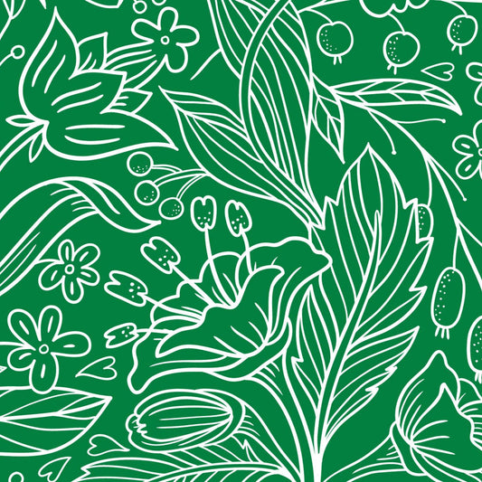 green and white drawn leaves