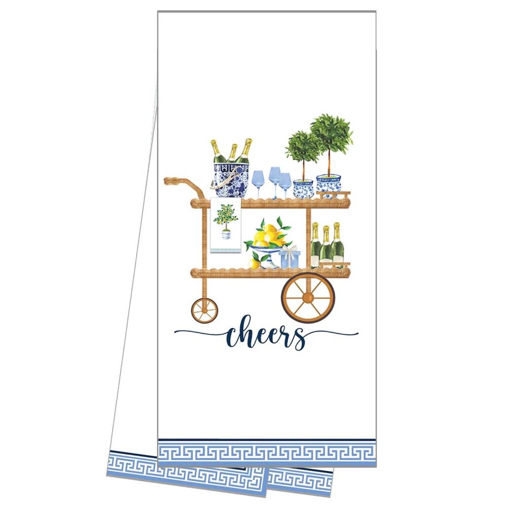 stocked bar cart guest towels