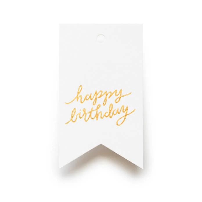 happy birthday gold foiled gift tags