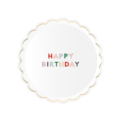 White Happy Birthday Plates (Small)