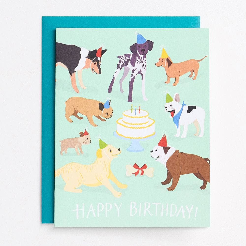 Dog Birthday Party A2 Single Card