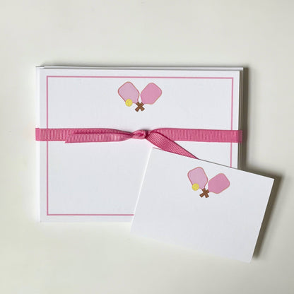 Pickleball, Pink - Flat Note Cards