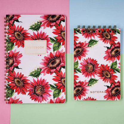 Medium Spiral Notebook - Red Sunflower