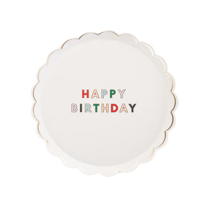 White Happy Birthday Plates (Small)