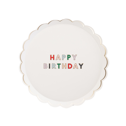 White Happy Birthday Plates (Small)