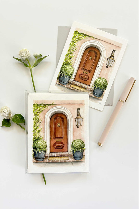 Front Door Greeting Card - The Mahogany Door: Set of 6