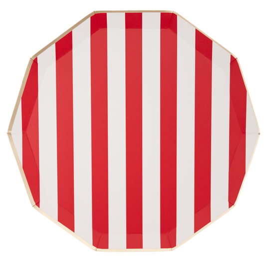 CHERRY RED SIGNATURE CABANA STRIPE PLATES