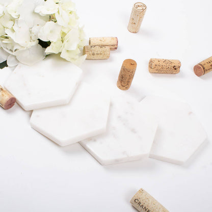 White Marble Coaster Set