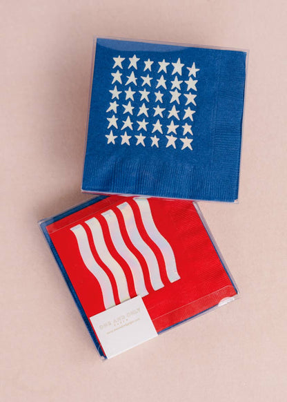 Fourth of July Stars and Stripes Paper Beverage Napkin