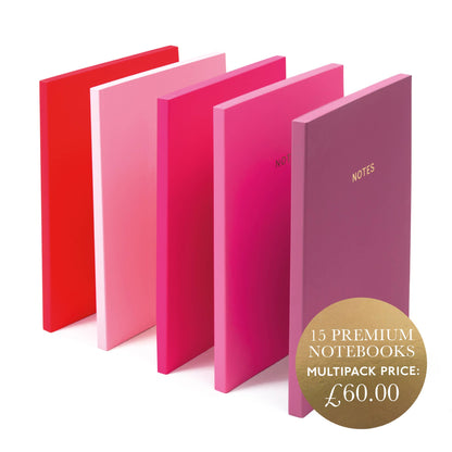 Multipack of 15 Premium A5 Pink Notebooks