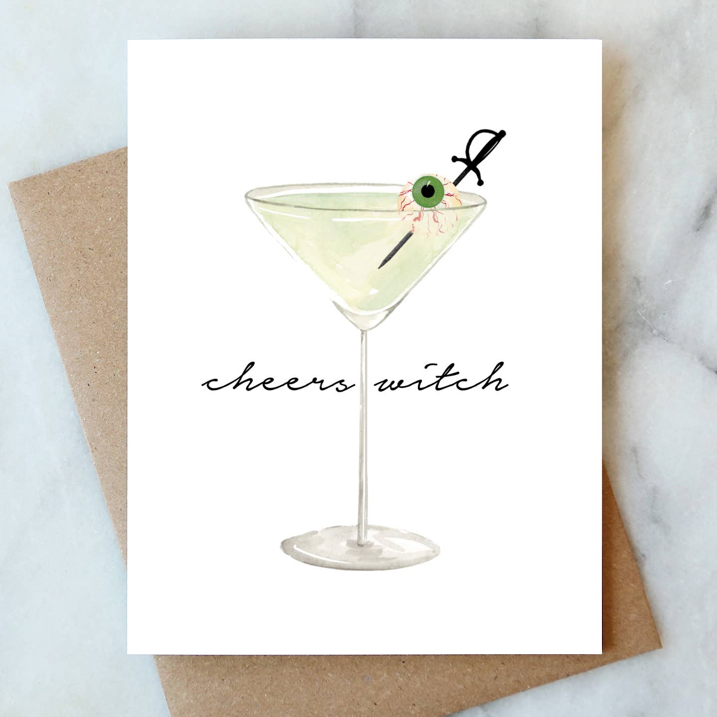 Eyeball Martini Halloween Greeting Card