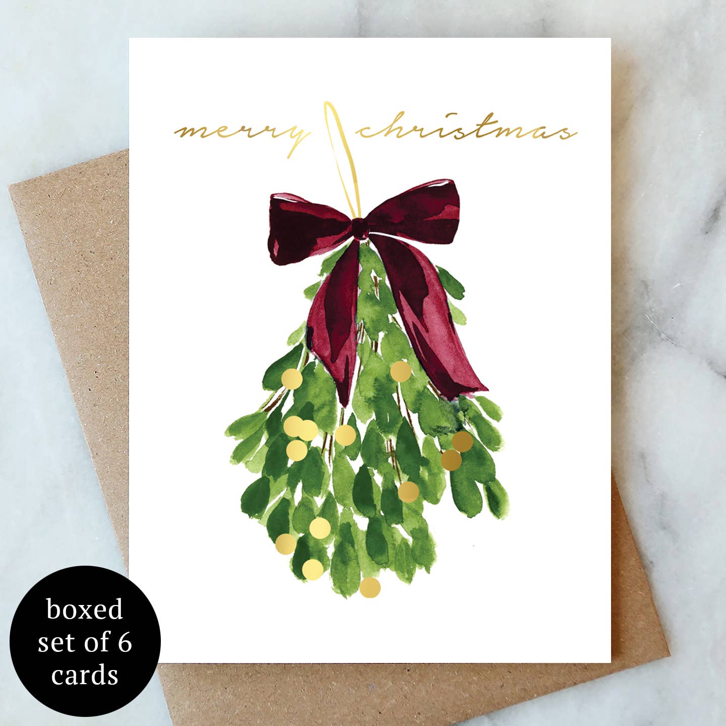 Mistletoe Christmas Greeting Cards - Box Set of 6