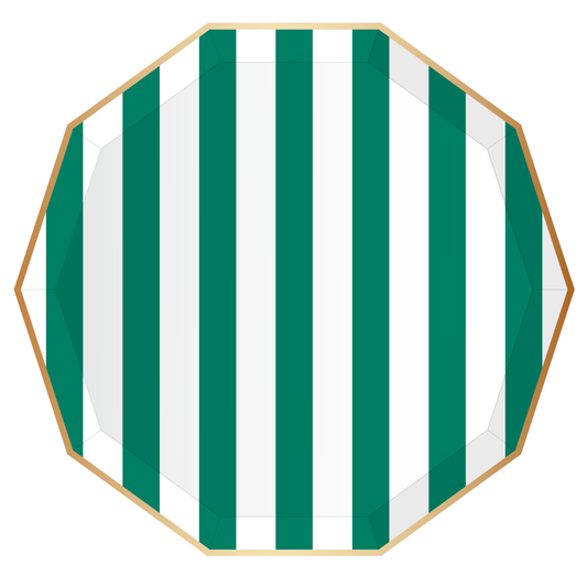 EMERALD GREEN SIGNATURE CABANA STRIPE PLATES