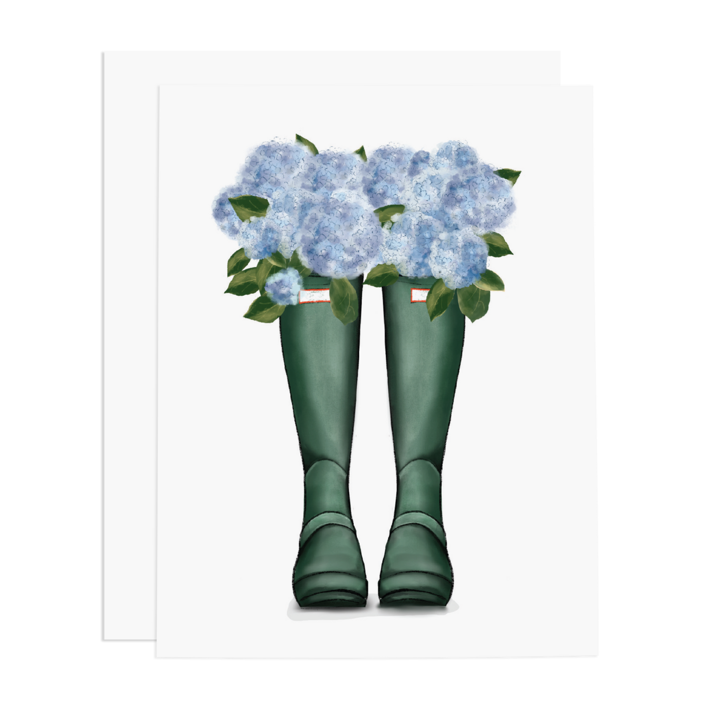 Rain Boot Hydrangeas Greeting Card