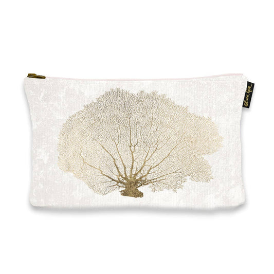 Oliver Gal Gold Coral Fan Art Pouch (Size 9x6)