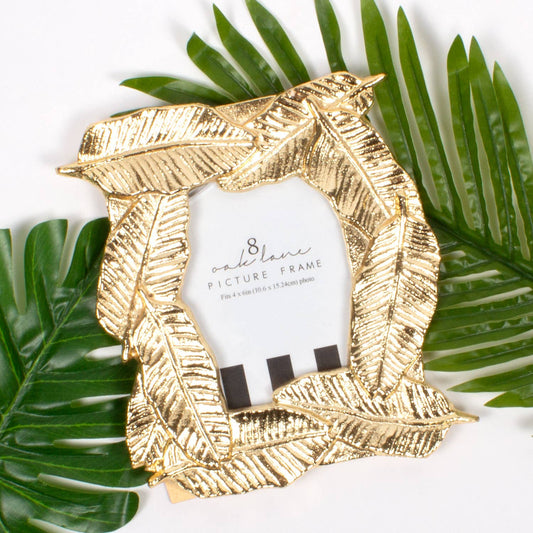 Gold Banana Leaf 4x6 Picture Frame