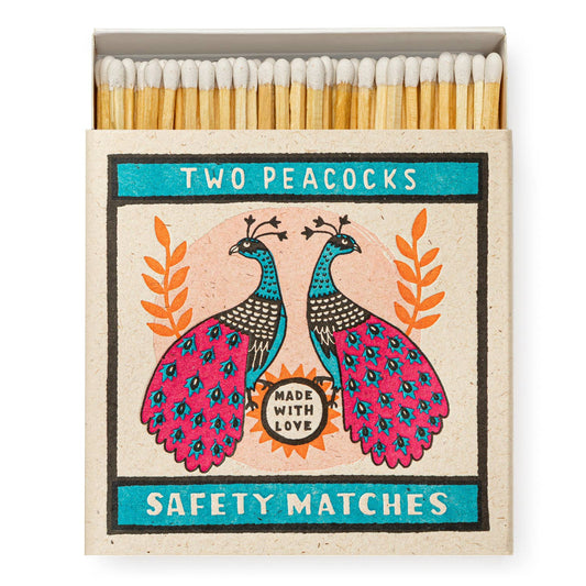 Two Peacocks Square Matchbox